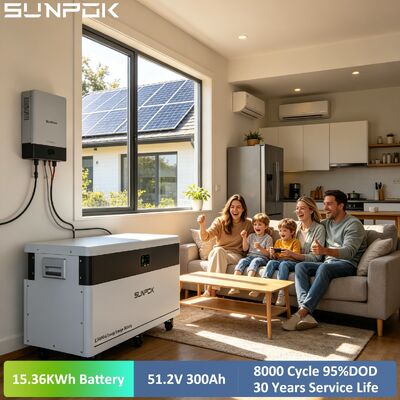 SUNPOK 15kWh 51.2V 300Ah Lithium Battery Pack LiFePO4 Split Solar Storage Battery Pack with CAN Communication Vertical