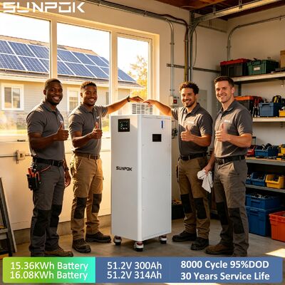 SUNPOK Solar 51.2V 314Ah 300Ah 15kwh 16kwh Lithium Iron Solar Battery Lifepo4 Lithium Ion Batteries for Solar Energy System