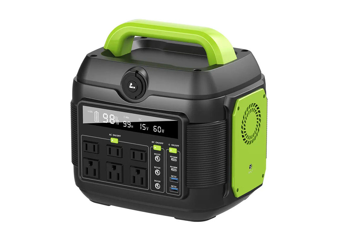 สถานีแบบพกพา Power Bank 600w แบตเตอรี่ลิเธียมพร้อมเครื่องกำเนิดไฟฟ้าพลังงานแสงอาทิตย์ Ac Dc Type C Pd