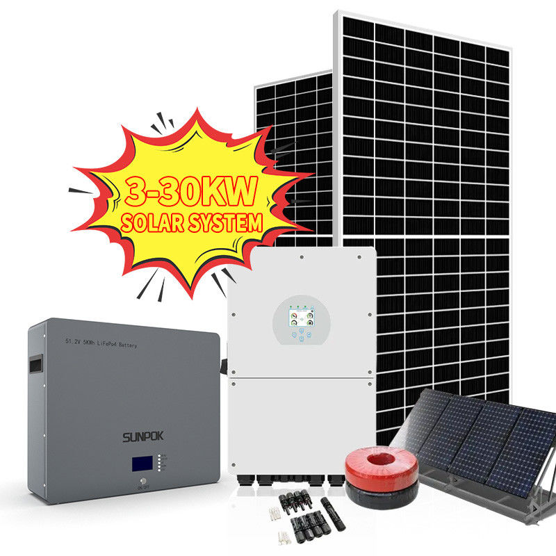 ปิดระบบพลังงานแสงอาทิตย์แบบกริด 5kv 3kva 5kw 8kw ออกแบบแผงเซลล์แสงอาทิตย์แบบไฮบริดที่สมบูรณ์