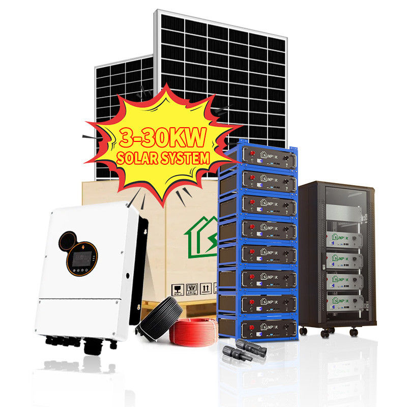 ชุดระบบพลังงานแสงอาทิตย์แบบผสมผสาน LiFePo4 5kw 10kw 20kw Off Grid Solar Power System ผลิตภัณฑ์พลังงานแสงอาทิตย์