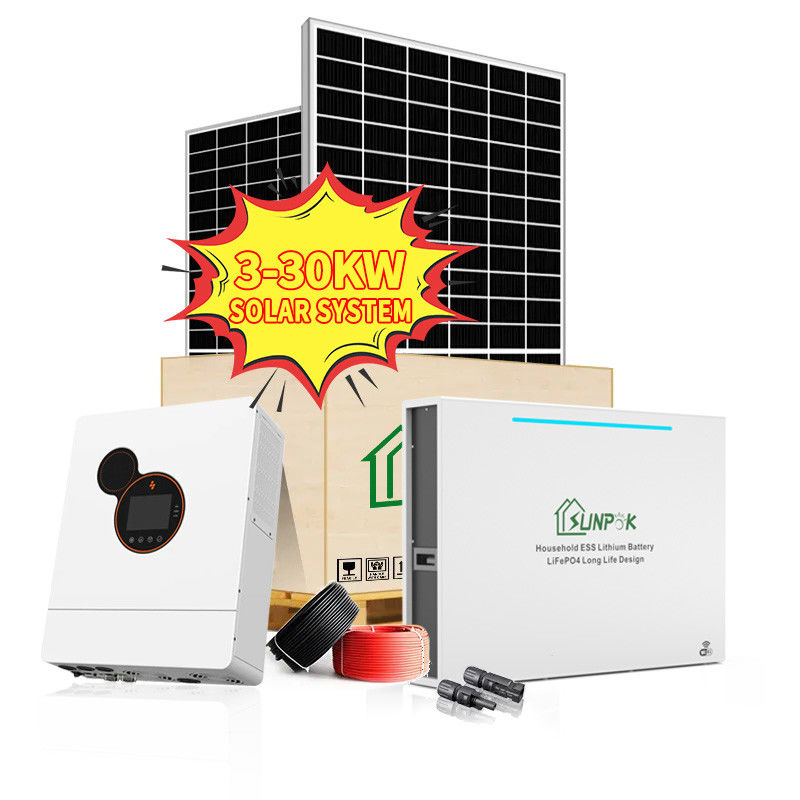 ชุดระบบพลังงานแสงอาทิตย์แบบไฮบริด 3 เฟส 5Kw 8Kw 10Kw 48V ระบบพลังงานแสงอาทิตย์แบบสมบูรณ์
