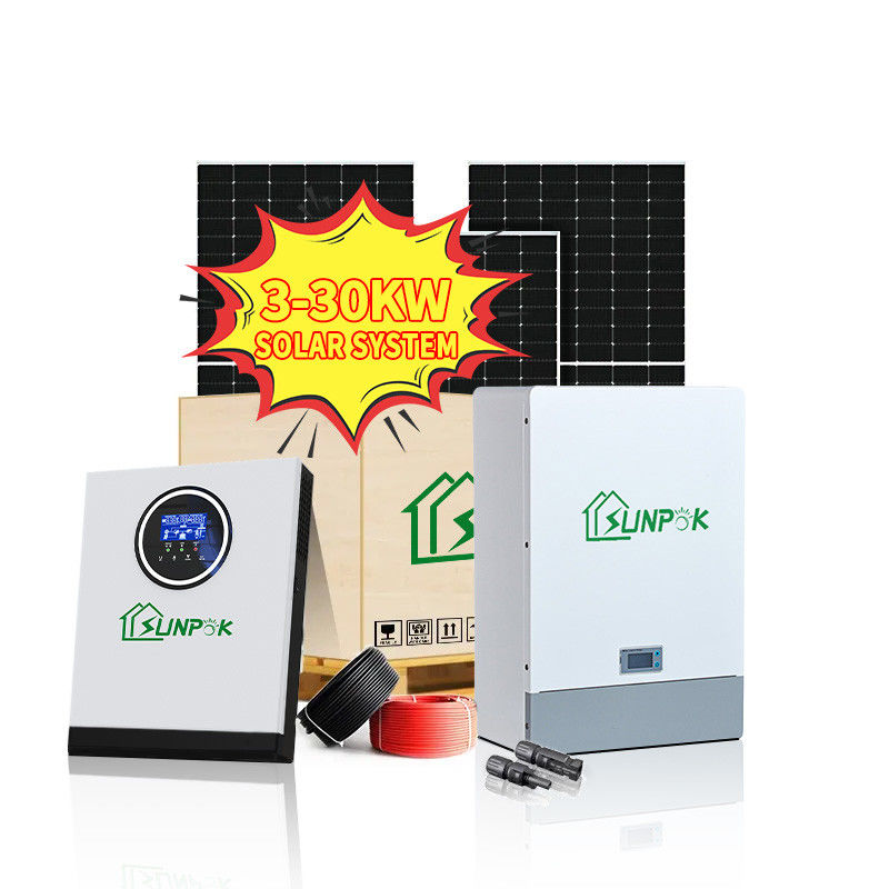 Sunpok สมบูรณ์นอกตารางชุดพลังงานแสงอาทิตย์ 5kwh 10kwh 15kwh 20kwh 25kwh 30kwh ตารางไฮบริดอินเวอร์เตอร์พลังงานแสงอาทิตย์