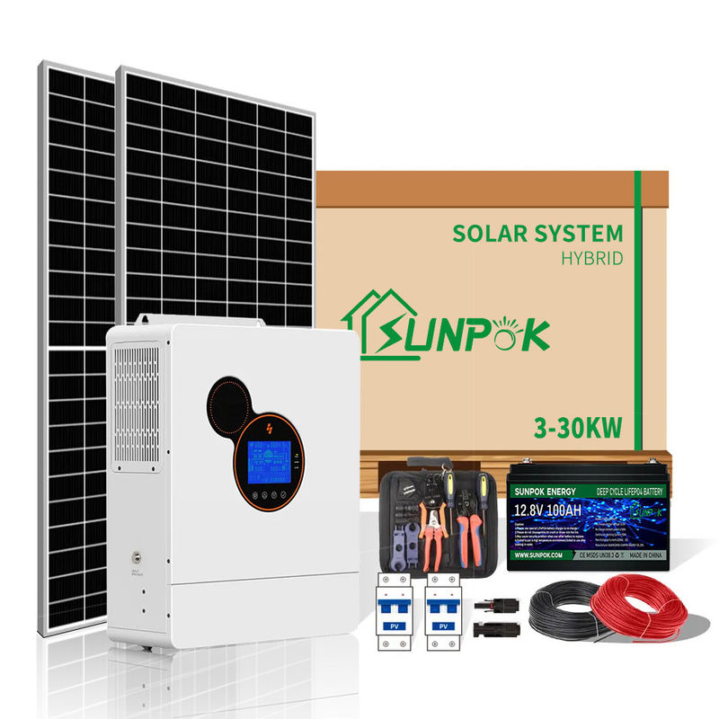 Sunpok ระบบพลังงานแสงอาทิตย์ในครัวเรือนพลังงานทดแทนพลังงานแสงอาทิตย์ 3KW 5KW 10KW แหล่งจ่ายไฟพลังงานแสงอาทิตย์