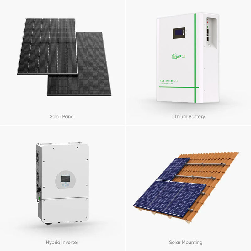 Sunpok 3kw 5kw 10kw ระบบไฟฟ้าบ้านพลังงานแสงอาทิตย์ 10 Kw ระบบไฟฟ้าพลังงานแสงอาทิตย์สำหรับบ้านสำเร็จรูป