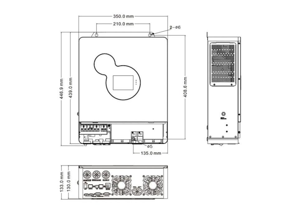 อินเวอร์เตอร์พลังงานแสงอาทิตย์แบบไฮบริด 5kw 3kw 5.5kw 100a Mppt อินเวอร์เตอร์ Pure Sine Wave Off Grid