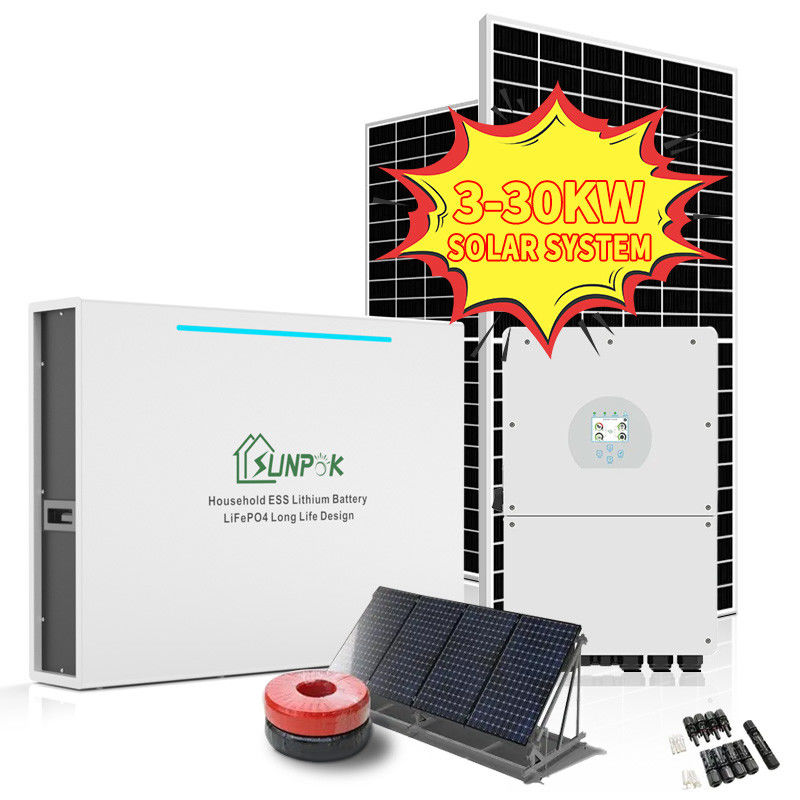 Off Grid Hybrid ระบบไฟฟ้าพลังงานแสงอาทิตย์ลม 5Kw 8Kw 10Kw 12Kw Off Grid ระบบไฟฟ้าภายในบ้าน
