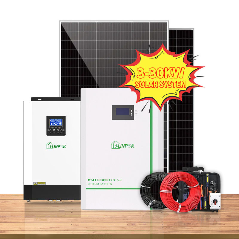 ระบบพลังงานแสงอาทิตย์ในบ้าน 24V 10KW 15KW 20KW 25KW 30KW Off Grid ระบบพลังงานแสงอาทิตย์แบบผสมผสาน