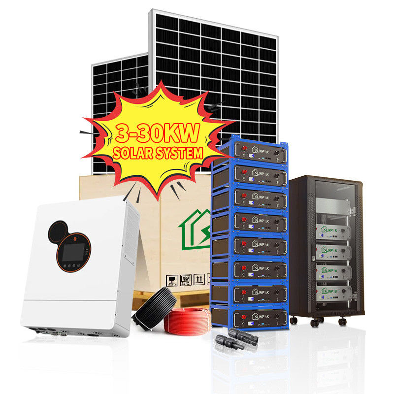ระบบไฟฟ้าพลังงานแสงอาทิตย์ที่อยู่อาศัย PERC 20Kw 30Kw 50Kw 100Kw 150Kw ระบบไฮบริดอินเวอร์เตอร์พลังงานแสงอาทิตย์