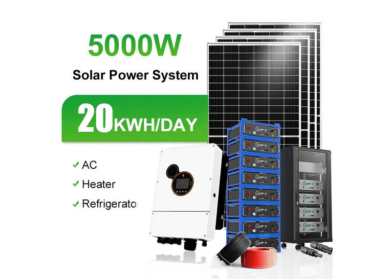 MPPT การควบคุม แผ่นแสงอาทิตย์แผ่นบาง 48V 200ah 10kwh 20kwh หลังคาติดตั้ง แผ่นแสงอาทิตย์
