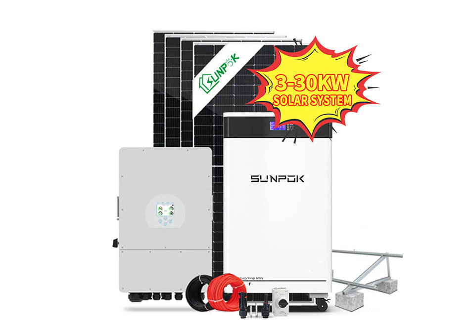 ระบบพลังงานแสงอาทิตย์ Off Grid 5kva ไฮบริดแสงอาทิตย์ Inverter แบตเตอรี่ลิตยูมไอออน ประเภท
