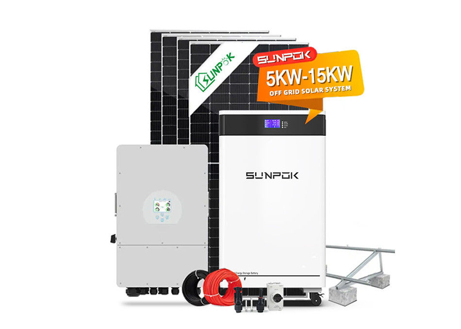 ระบบพลังงานแสงอาทิตย์แบบไฮบริดทางถนน 5kw พร้อมอินเวอร์เตอร์ ไฮบริด Off Grid ระบบพลังงานแสงอาทิตย์แบบแบตเตอรี่ลิตিয়াম 30kw