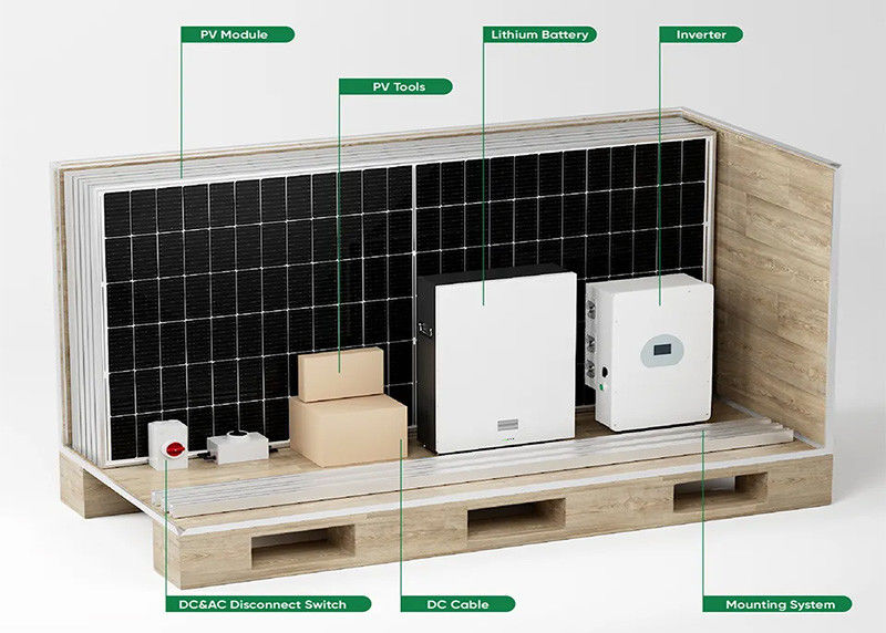 ระบบพลังงานแสงอาทิตย์แบบไฮบริดทางถนน 5kw พร้อมอินเวอร์เตอร์ ไฮบริด Off Grid ระบบพลังงานแสงอาทิตย์แบบแบตเตอรี่ลิตিয়াম 30kw