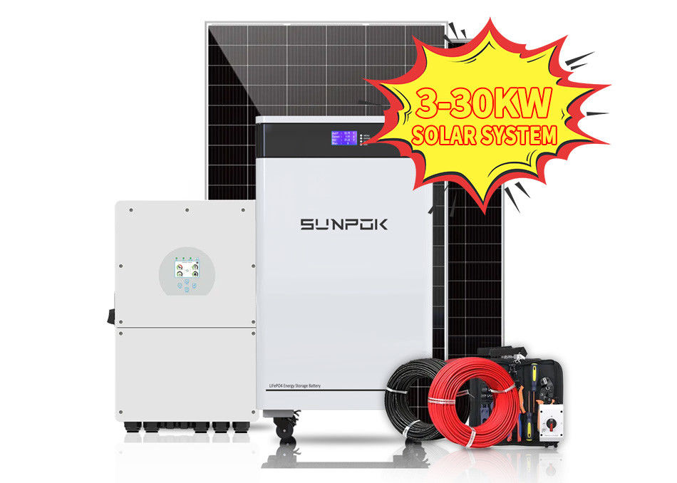 EU US 50kw ระบบพลังงานแสงอาทิตย์ไฮบริด 10kw 15kw สําหรับบ้าน 20kw 30kw ระบบพลังงานแสงอาทิตย์อุตสาหกรรม