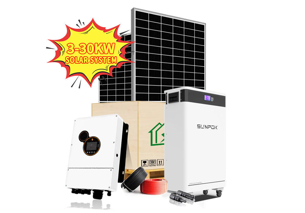 ระบบแสงอาทิตย์ 6.2kw ครบครัน 6.2KW 11KW ครบครัน ชุดแสงอาทิตย์ Off Grid ระบบแผ่นแสงอาทิตย์สําหรับบ้าน ระบบพลังงานแสงอาทิตย์
