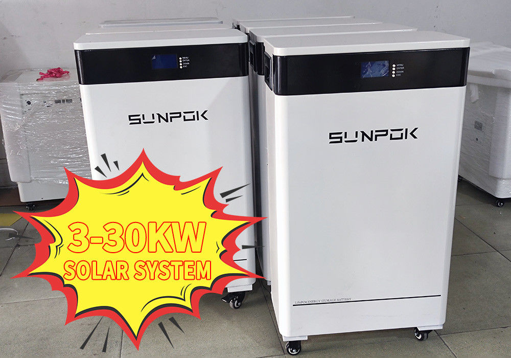 ระบบพลังงานแสงอาทิตย์แบบไฮบริด 30kw 20kw 10kw ระบบเก็บพลังงาน 3 ขั้นตอน 40kwh ระบบพลังงานแสงอาทิตย์แบตเตอรี่ลิเดียม