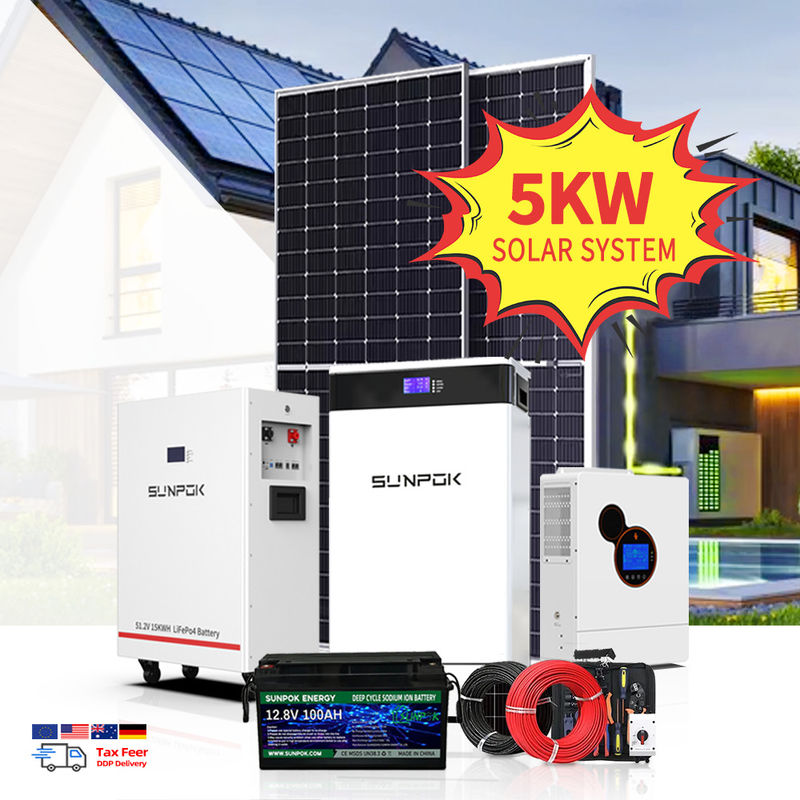 Off Grid 10Kwh ระบบพลังงานแสงอาทิตย์บนหลังคา 15Kw 10Kw 5Kw ระบบออฟกริดไฮบริดครบชุด ค่า