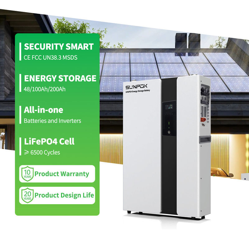 ระบบเก็บแบตเตอรี่บ้าน Sunpok Energy All in One สําหรับแบตเตอรี่ลิตยูมที่ติดตั้งแสงอาทิตย์