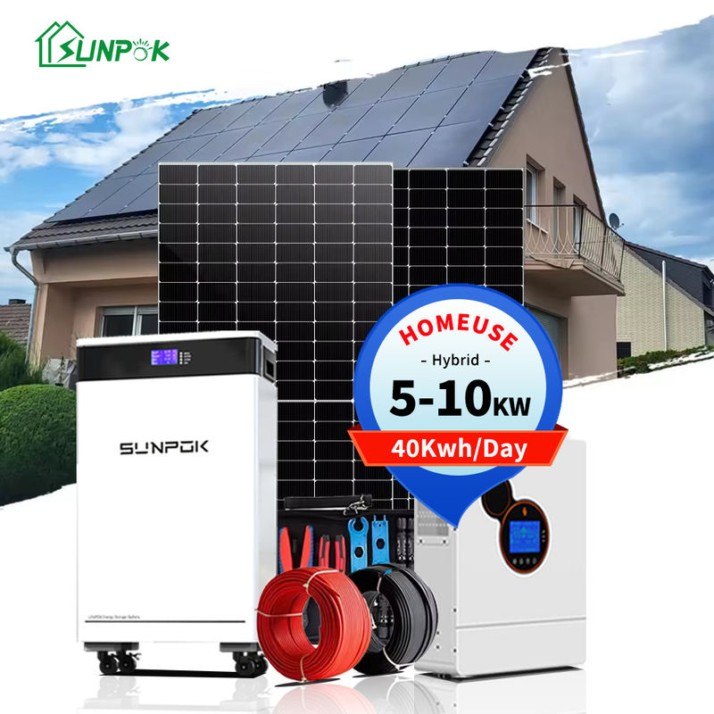 ระบบพลังงานแสงอาทิตย์ที่ใช้ในบ้าน ชุดที่ครบถ้วน 5Kw 10Kw 30Kw ระบบพลังงานแผ่นแสงอาทิตย์