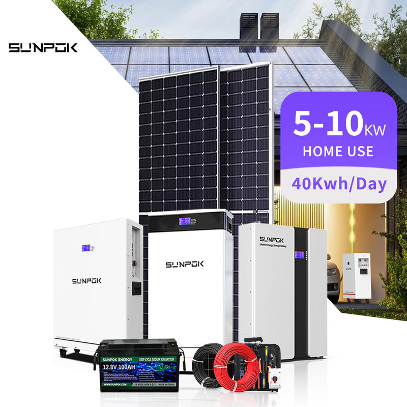 ระบบแบตเตอรี่พลังแสงอาทิตย์แบบไฮบริด 30kw Off-Grid ใช้ในบ้าน 5kw 8kw 15kw Kits