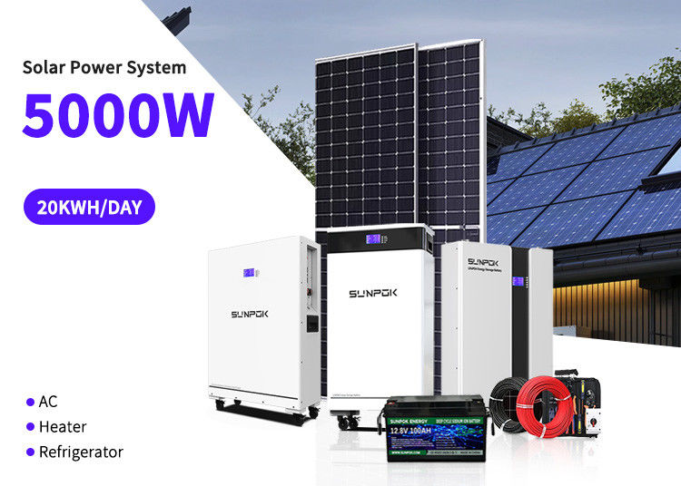 ระบบพลังงานแสงอาทิตย์ Off Grid ด้วยแบตเตอรี่ลิธีਅਮ 48v 3kw 8kw 10kw Solar Energy System Kit