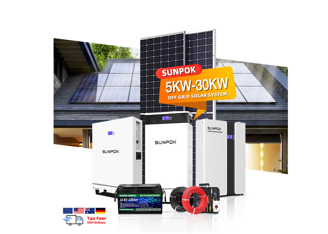 ระบบพลังงานแสงอาทิตย์ Off Grid 6000W 10Kw 15Kw 20Kw ระบบพลังงานแสงอาทิตย์ไฮบริดสามเฟส