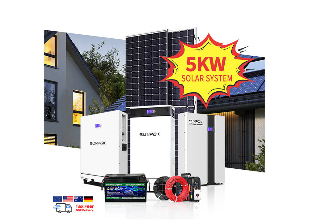 ระบบแผ่นแสงอาทิตย์ 5Kw 10Kw ระบบพลังงานแสงอาทิตย์ไฮบริด สําหรับบ้านที่ปิดเครือข่าย