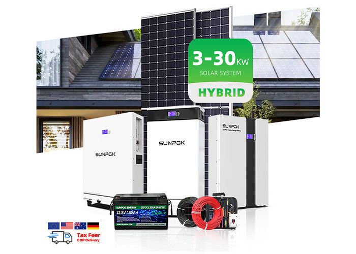 ชุดครบถ้วน 10Kw 11kw 12kw 15Kw ระบบแผ่นแสงอาทิตย์ 5000 W ระบบแสงอาทิตย์ไฮบริดปิดเครือข่าย ระบบพลังงานแสงอาทิตย์ 5Kw ระบบบ้าน