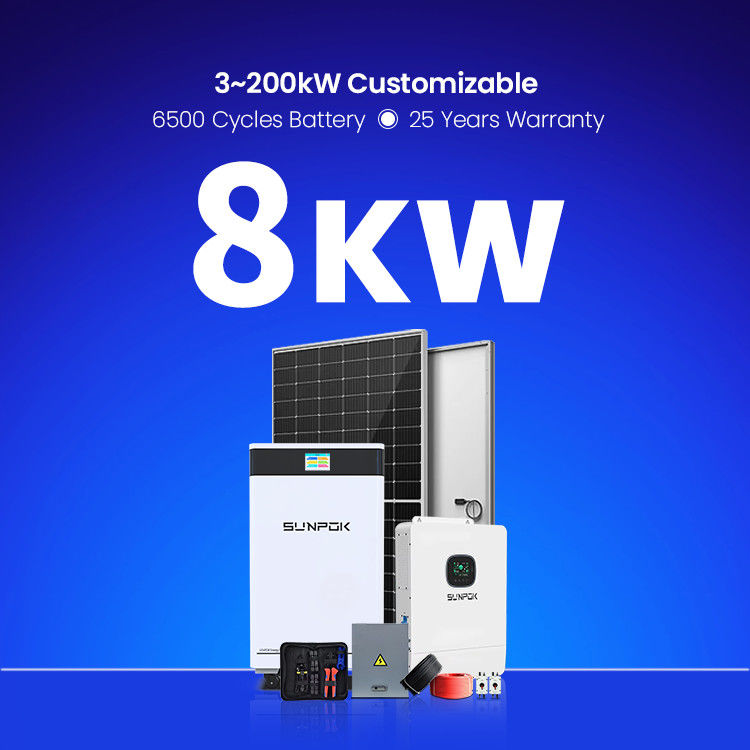 ระบบพลังงานแสงอาทิตย์ ครบครัน แพ็คเกจครบครัน 5kw 8kw 10kw 10kw Hybrid Off Grid Kit สําหรับบ้าน ด้วยแบตเตอรี่ลิตিয়ামไอออน