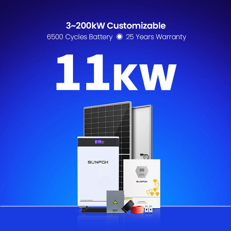 ระบบพลังงานแสงอาทิตย์ที่ใช้ในบ้าน 3KW 6KW 11KW 22KW ไฮบริดนอกเครือข่าย โป้แสงอาทิตย์ ฟาร์ม LifePo4 แบตเตอรี่ปิดเครือข่าย ชุดโป้แสงอาทิตย์