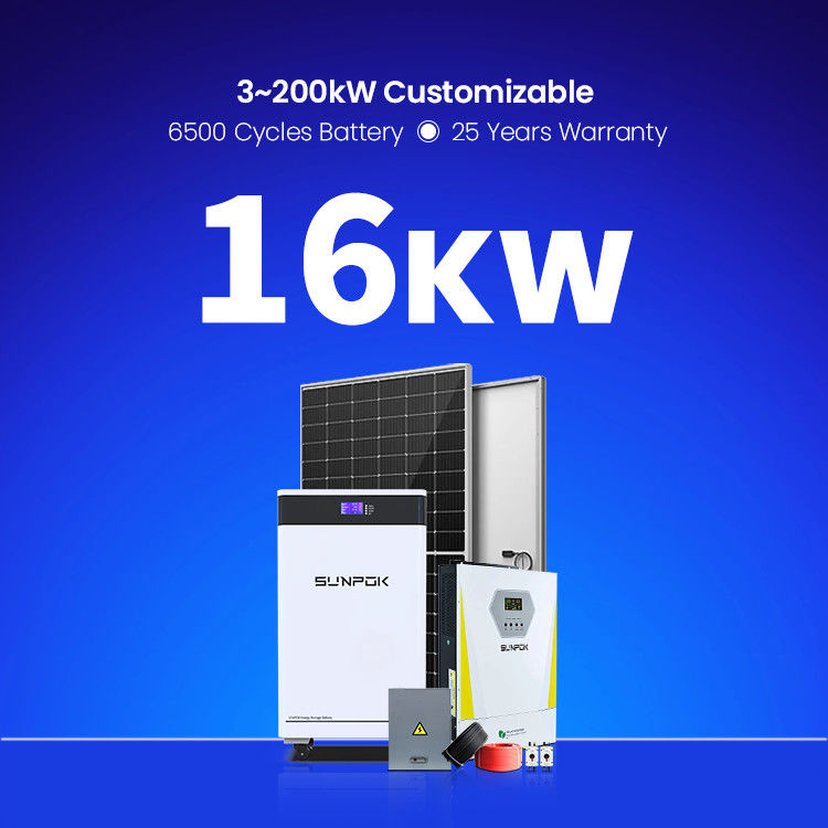 ระบบพลังงานจากแผ่นพลังงานแสงอาทิตย์ 15Kva 16KW 18KW ระบบพลังงานแสงอาทิตย์ PV ไฮบริดครบครันสําหรับบ้าน