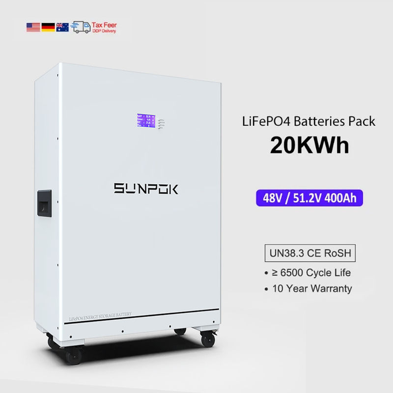 48V 400Ah 20Kwh ที่พักเก็บพลังงาน แบตเตอรี่แสงอาทิตย์หลายฟังก์ชัน ไลธิอุอน ไลฟ์โป4 400Ah 20Kwh แบตเตอรี่แสงอาทิตย์หลายฟังก์ชัน