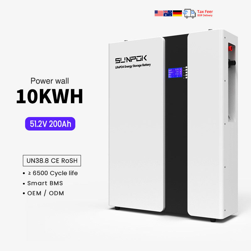 Lifepo4 แบตเตอรี่ 48V 51.2V 10KWH แบตเตอรี่ลิตยูมติดผนัง 48Volt 200ah แบตเตอรี่ลิตยูมไอออน Solaire สําหรับระบบแสงอาทิตย์