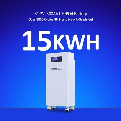แบตเตอรี่ 51.2V สำหรับจัดเก็บพลังงานในบ้าน ระบบจัดเก็บพลังงานในบ้าน 15.36kwh แบตเตอรี่ Lifepo4 300Ah