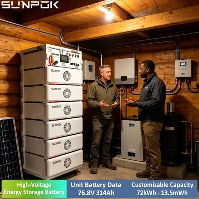 ระบบกักเก็บพลังงานแรงดันสูง SUNPOK 76.8V 314AH 24.12kWh สำหรับการใช้งานเชิงพาณิชย์และอุตสาหกรรมแบบไฮบริดเซลล์แสงอาทิตย์ ผลิตในประเทศจีน
