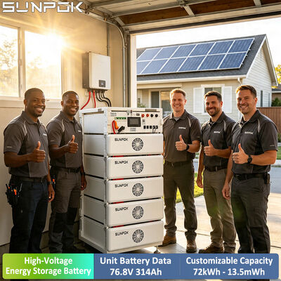 SUNPOK Lifepo4 Home แบตเตอรี่ 76.8V 314AH แบตเตอรี่ลิตিয়ামไอออน แพ็ค แบตเตอรี่เก็บพลังงานแรงดันสูง
