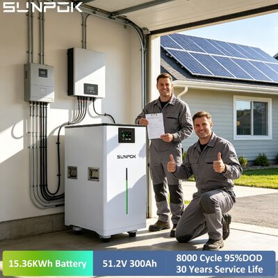 SUNPOK 51.2V 300Ah Lithium Ion Battery Pack 15Kwh Home Energy Storage System 48V LiFePO4 Battery